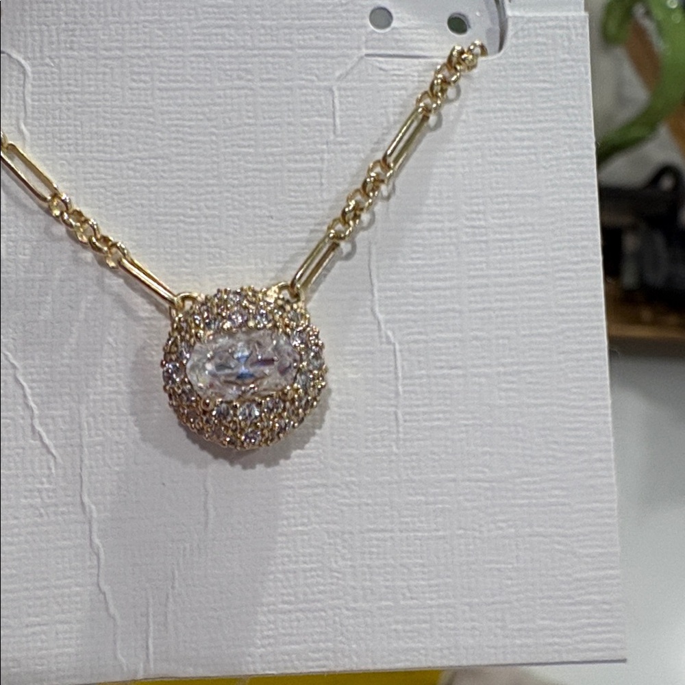Kendra Scott Gold Necklace with Sparkling CZ diamond Center stone. - Picture 2 of 6